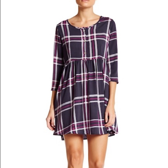 Peach Love California Dresses & Skirts - 💥Peach Love CA Navy Plaid Babydoll Dress